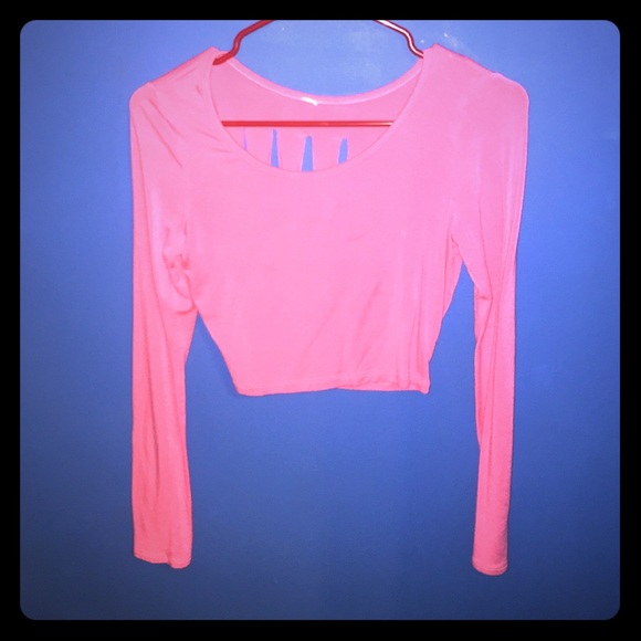 Pink long sleeved crop top