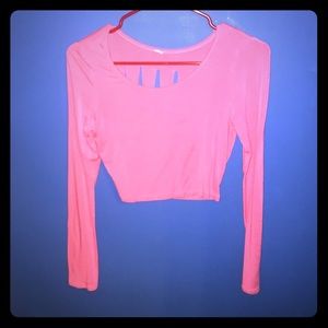 Pink long sleeved crop top