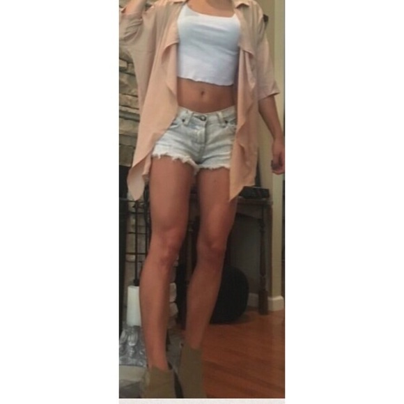 • Flowy Light Pink/Tan Cardigan • - Picture 3 of 4