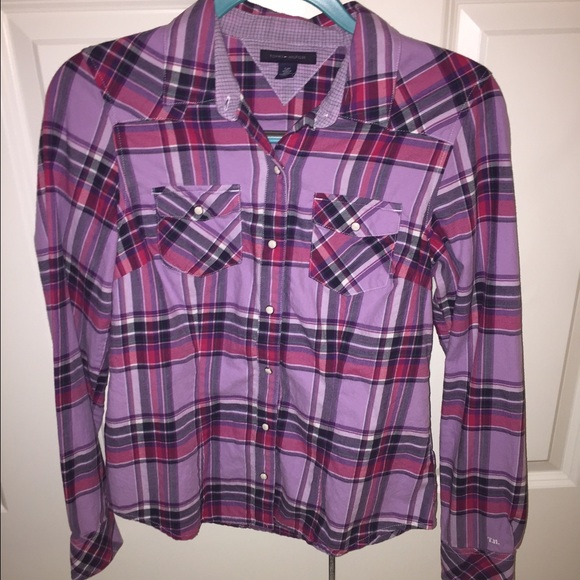 Retired Women's Tommy Hilfiger button down, purple