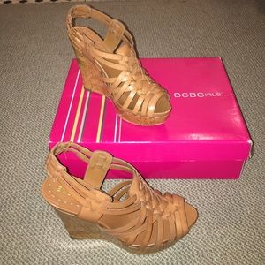 BCBGirls Tan Leather Wedges