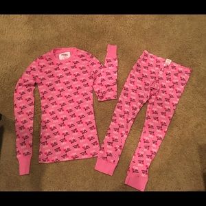 Victoria Secret Pink Ski Bunnies thermal PJ Set