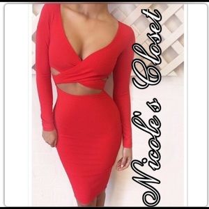 Bodycon Red Cross cross dress with cutouts