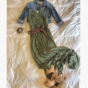 Olive green maxi dress