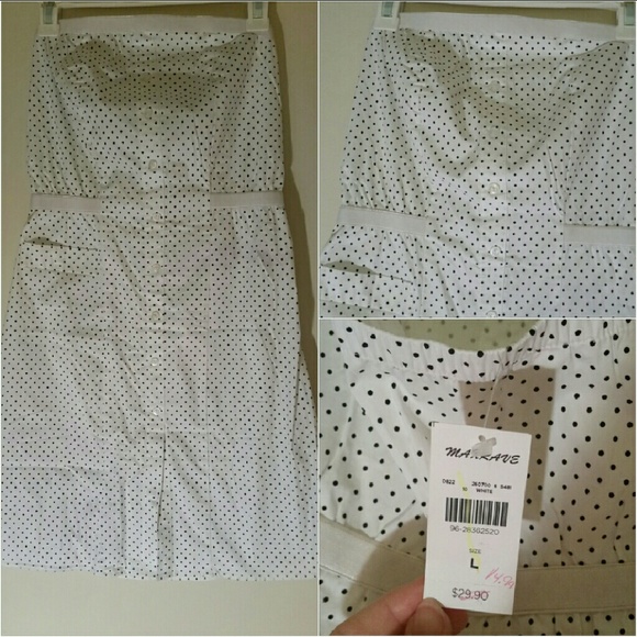 Strapless polka dot dress L