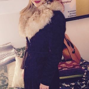 Brown Vintage Coat with Faux Fur