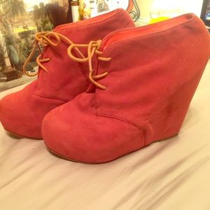 Wedge burnt orange ankle boots size 8