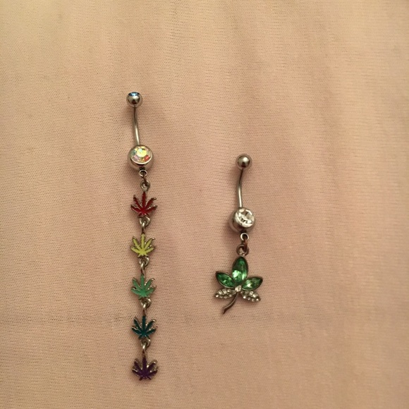 two dangly bellybutton rings