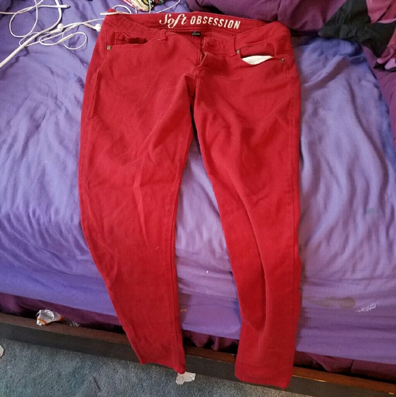 Red stretch skinny jeans - Picture 1 of 2