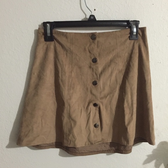 Brown Suede Button Down Skirt