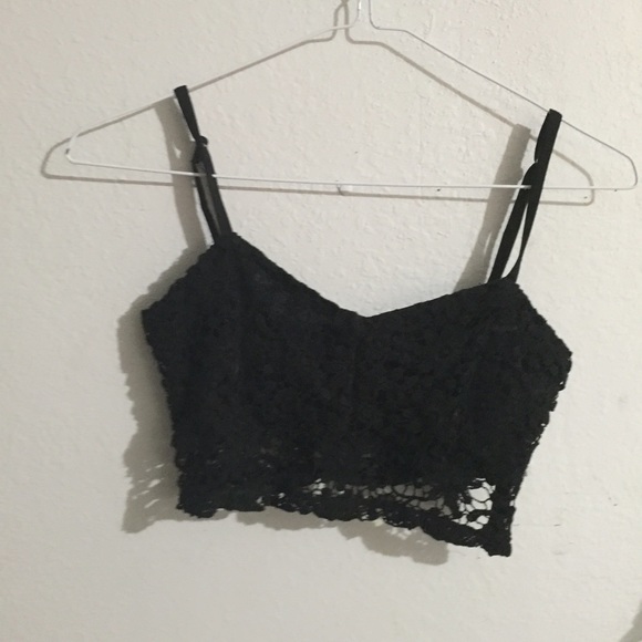 Black Lace Bralette Crop Top