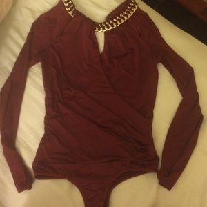 Burgundy body suit