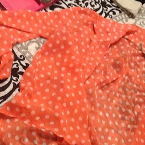 Coral polka dot blouse