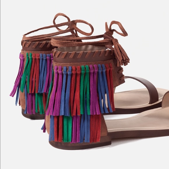 Zara fringe leather sandals - Picture 4 of 4