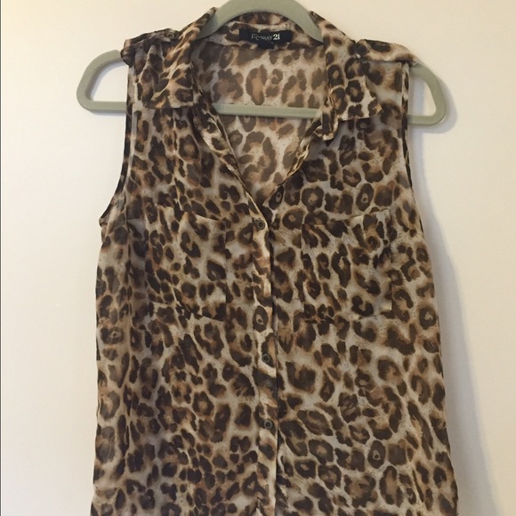XXI // Cheetah print, button-down tank