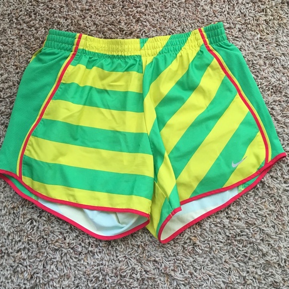 green red and yellow nike shorts