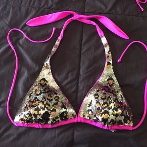 Leopard Sequin/Pink Victoria's Secret Bikini top