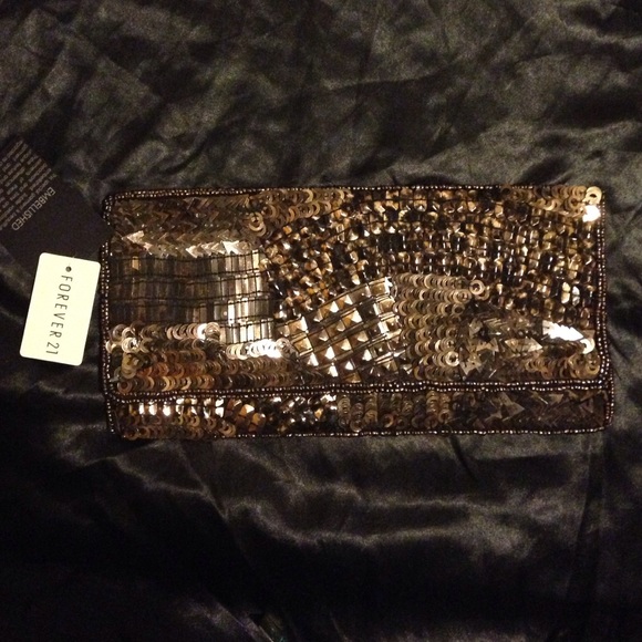 Forever 21 metallic bronze sequined clutch