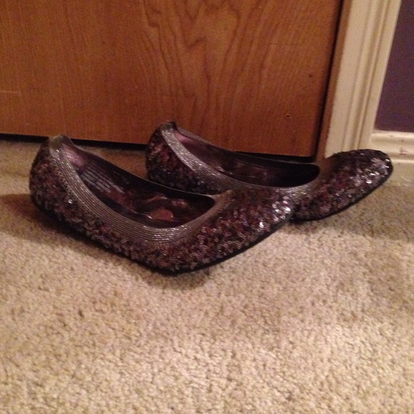 Silver sequin ballet flats