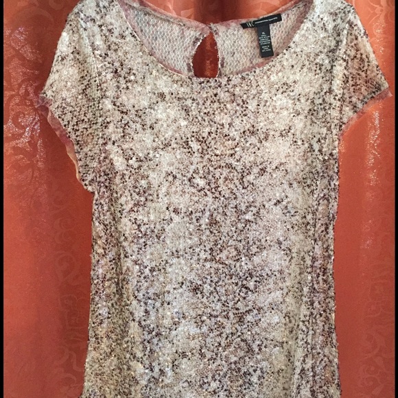 INC International Concepts Tops - INC sequined top brown and beige size XL