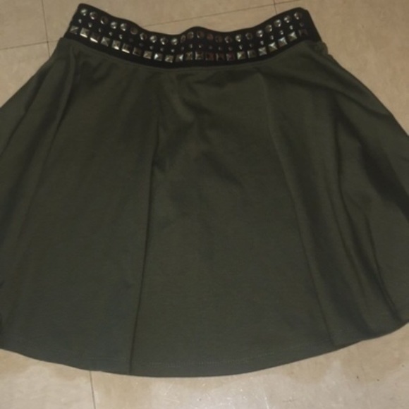 Olive Green Skater Skirt