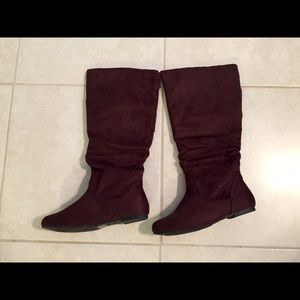 Brown faux suede boots