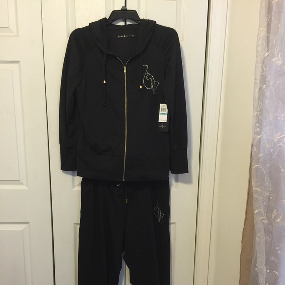 Baby Phat Black 2 piece BLING SWEAT OUTFIT NWT 🐾