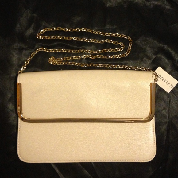 Forever 21 cream & gold cross body bag