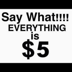 That's right everything $5 today only