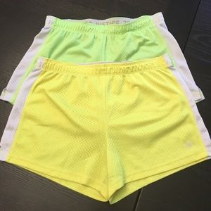 Two Pairs Of Super Cute Justice Shorts 💚💛