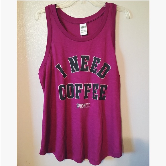 NWT Victoria's Secret PINK "I NEED COFFEE" Tank