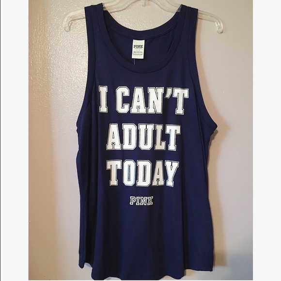 NWT Victoria's Secret PINK "CAN'T ADULT" Tank