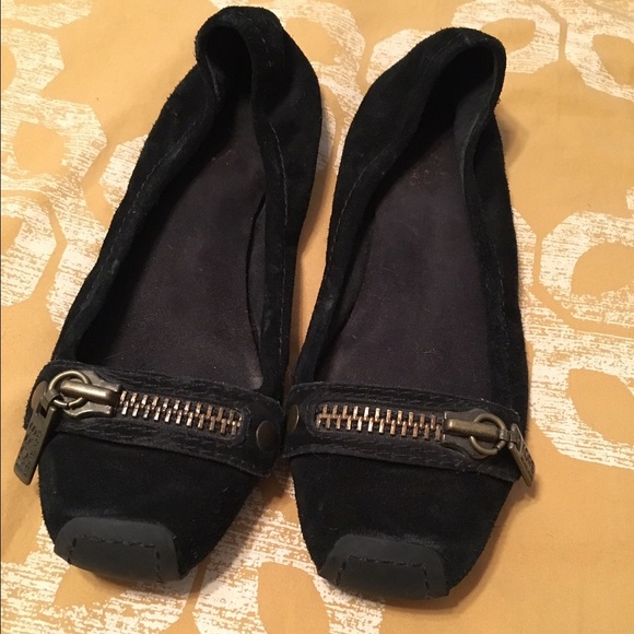 Suede Zipper Flats