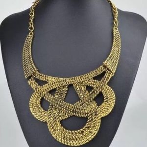 Gold Color Metal Bib Necklace