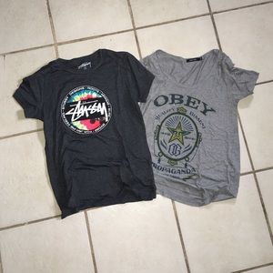 Obey and Stussy women's shirts