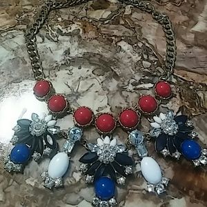 Red,white and blue statement necklace