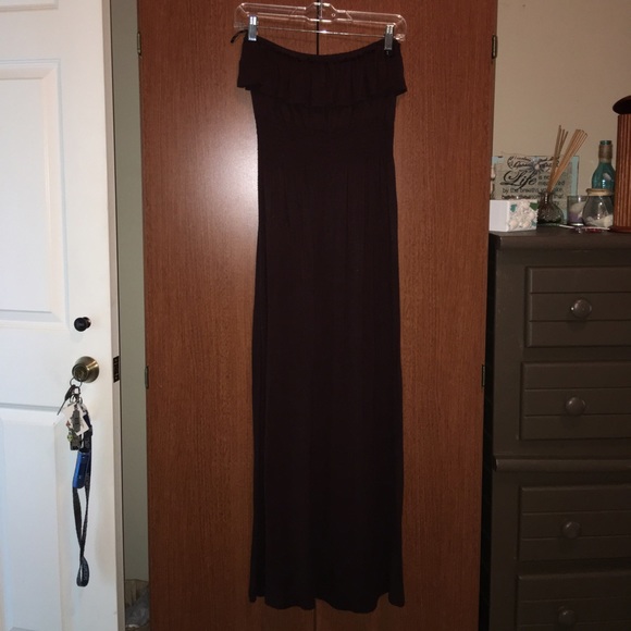 *ON HOLD* Rayon dark brown topless maxi dress