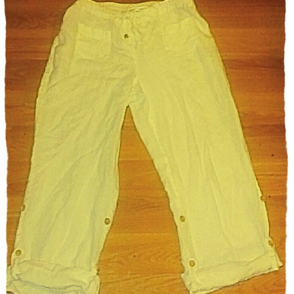 White linen pants