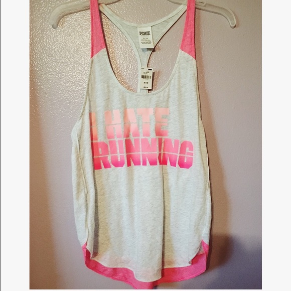 NWT Victoria's Secret PINK "I HATE RUNNING" Tank