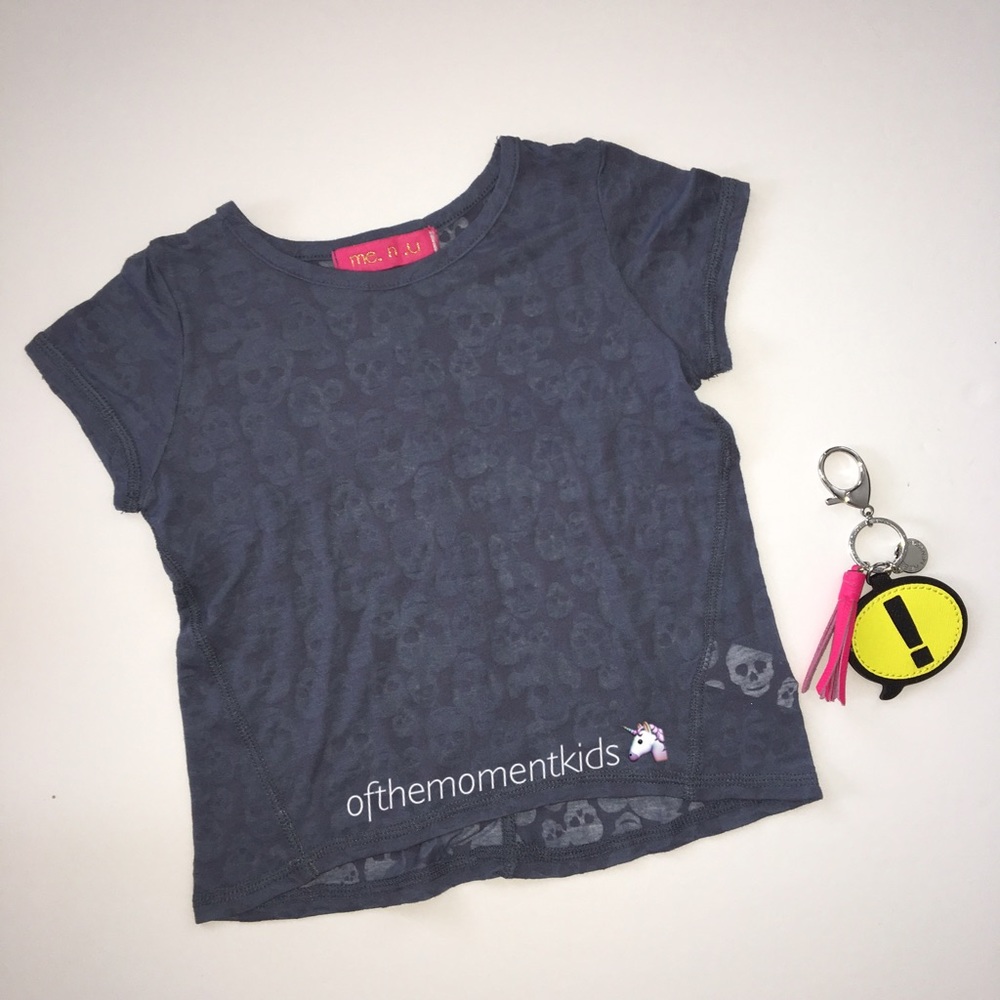 💀 me.n.u Skull Burnout Tee in Slate Blue