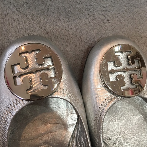 Tory Burch Authenic Silver Flats - Picture 2 of 3