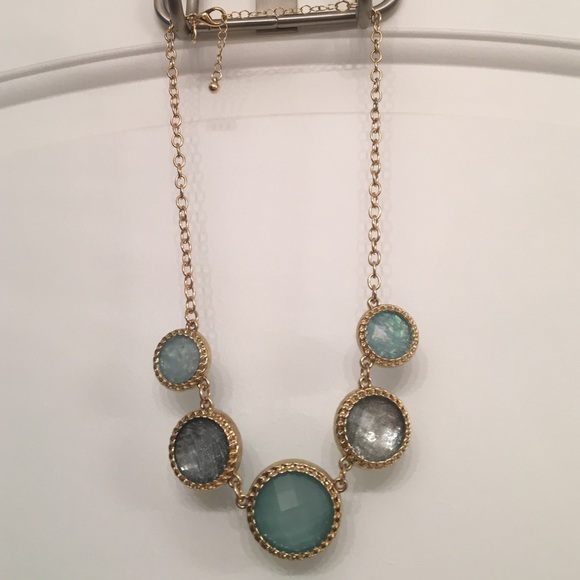 Teal & gold necklace