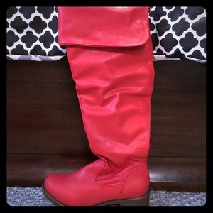 Brand new red boots with zipper
