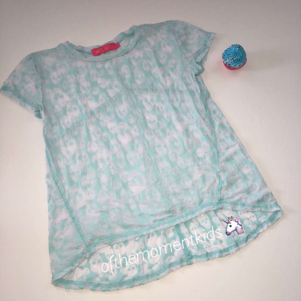 💀 me.n.u Skull Burnout Tee in Turquoise Blue