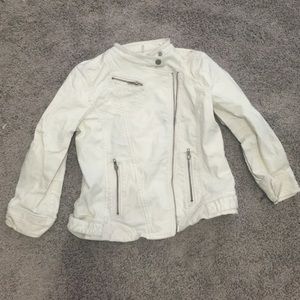 Loft side zip cream jean jacket! Size 10!