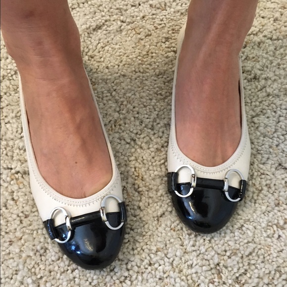 Cream and black ballet flats. Size 8.