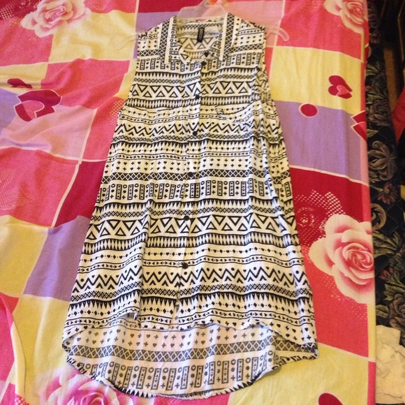 Tribal high-low blouse