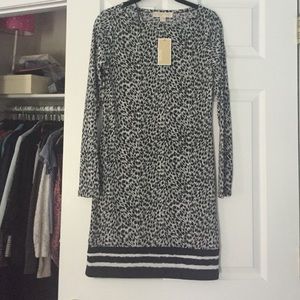 Michael Kors black and white long sleeve dress