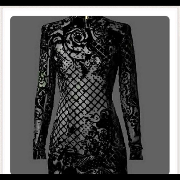 Balmain Dresses & Skirts - Balmain H&M silk blend black velvet dress size 12
