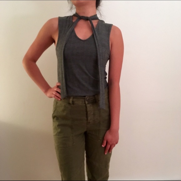 FINAL SALE Tie Neck V Neck Top - Picture 3 of 4